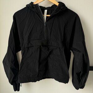 Aritzia Babaton Arrow Half-Zip Anorak Hooded Wind Breaker Jacket Black - XS